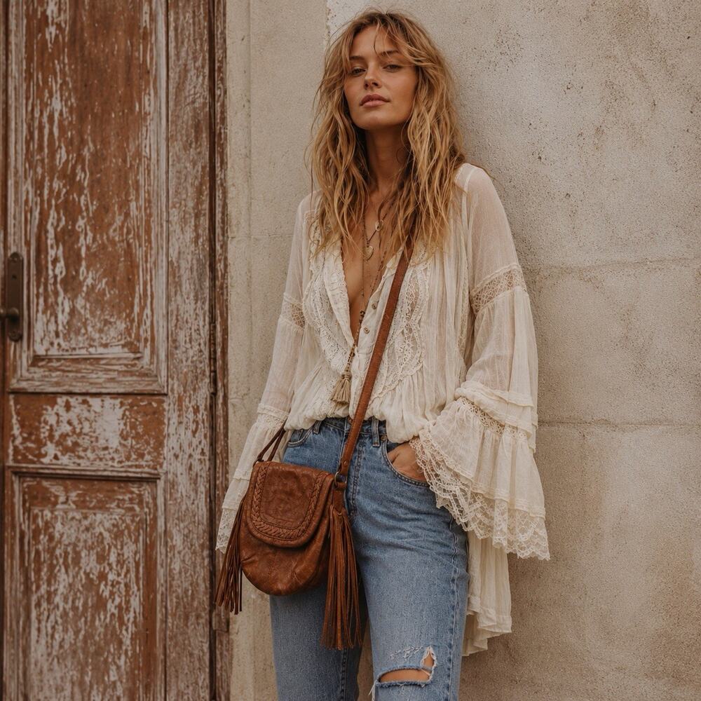 Brown Leather Fringe Crossbody Bag - Women